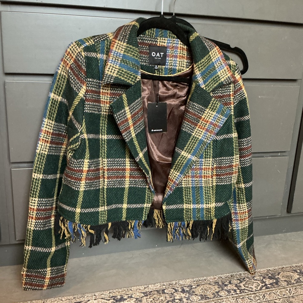 Women's Plaid Cropped Blazer